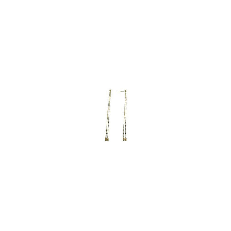 14k Yellow Gold Double Chain Dangle Earrings