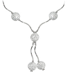 Sterling Silver Clear Crystal Ball Drop Necklace