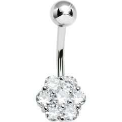 925 Sterling Silver Cubic Zirconia Blooming Flower Belly Ring
