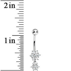 925 Sterling Silver Cubic Zirconia Dangle Flower Belly Ring