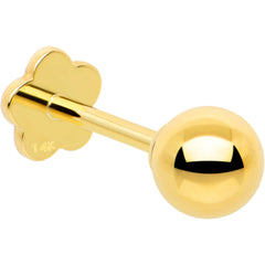 14k Yellow Gold Flat Back Earring 20G 4mm Ball Floral Reversible