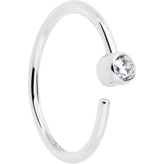 14k Solid White Gold Bendable Nose Hoop 22G 5/16 with Bezel CZ