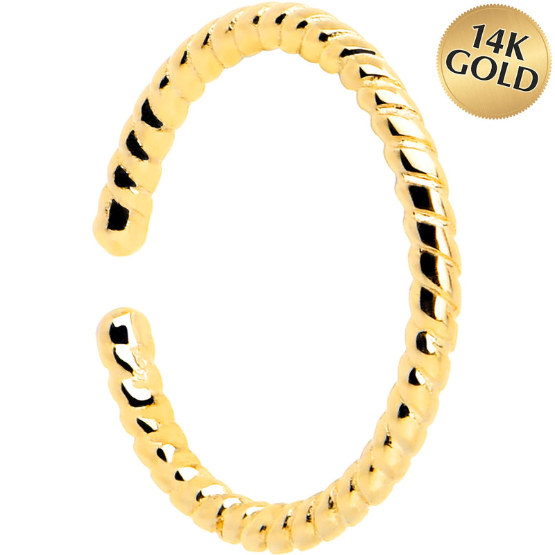 14k Yellow Gold Bendable Nose Hoop 20G 5/16 Twisted