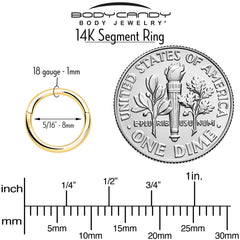 14k Solid Yellow Gold Hinged Segment Ring Elegance 18G 5/16