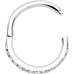 14k Solid White Gold Hinged Segment Ring Forward Facing CZ 18G 5/16
