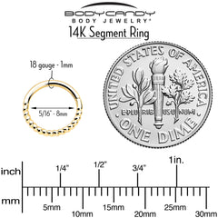 14k Solid Yellow Gold Hinged Segment Ring Forward Facing Twisted 18G 5/16