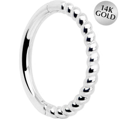 14k Solid White Gold Hinged Segment Ring Forward Facing Twisted 18G 5/16