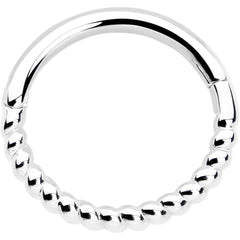 14k Solid White Gold Hinged Segment Ring Forward Facing Twisted 18G 5/16