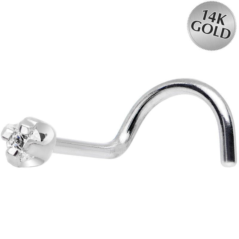 Solid 14k Wt. Gold .01 Carat Genuine Diamond Nose Ring