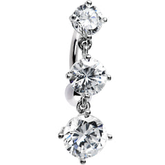 16G Solid 14k White Gold Top Mount CZ Belly Ring