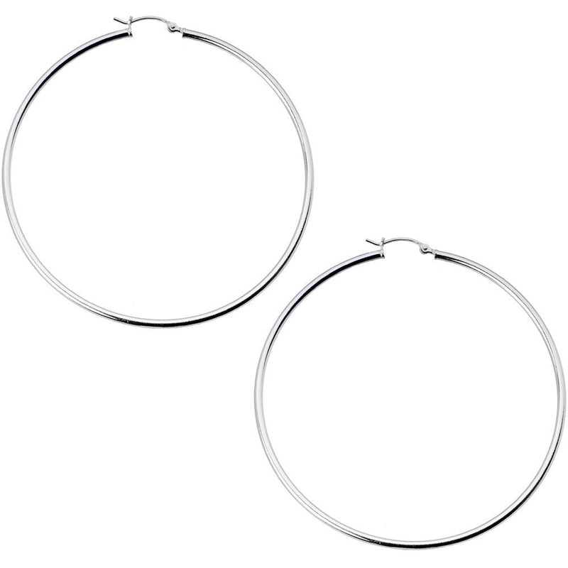 925 Sterling Silver 2 1/2 Inch Hoop Earrings