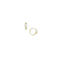 14k Yellow Gold CZ Flower Huggy Earrings