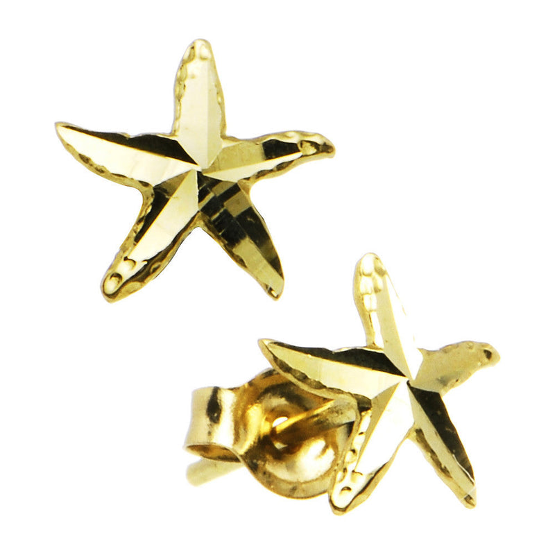 14k Yellow Gold Starfish Stud Earrings