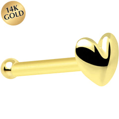 20G Solid 14K Yellow Gold Heart Nose Bone