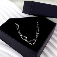 Stainless Steel Ball Station Necklace Satellite Chain Double Necklace