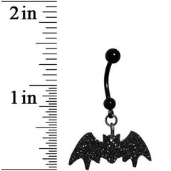 Glittery Black Bat Dangle Belly Ring