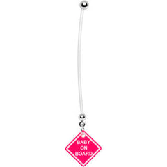 Pink Baby on Board Pregnant Belly Ring