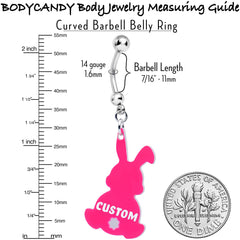 Custom Pink Bunny Rabbit Personalized Dangle Belly Ring