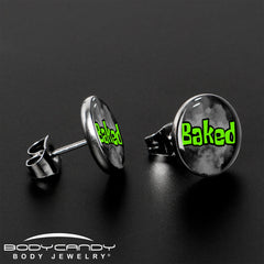 Logo Baked Stoner Stud Earrings by Onyx O