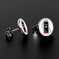 Battery Empty Stud Earrings by Onyx O