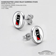 Battery Empty Stud Earrings by Onyx O