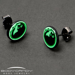 Fishbowl Kitty Cat Glow in the Dark Stud Earrings by Onyx O