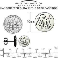 Black Anodized Halloween Ghost Dog Walker Glow in the Dark Stud Earrings by Onyx O