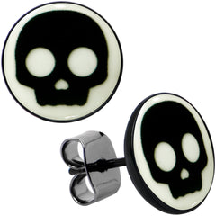 Simple Skull Glow in the Dark Stud Earrings by Onyx O