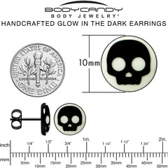Simple Skull Glow in the Dark Stud Earrings by Onyx O