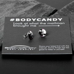Cute Kitty Cat Yin Yang Stud Earrings by Onyx O