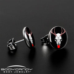 Holiday Dead Nosed Reindeer Stud Earrings by Onyx O
