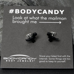 Black Acrylic Tyrannosaurus Rex Dinosaur Stud Earrings