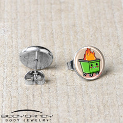 Dumpster Fire Stud Earrings by Onyx O