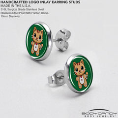 Christmas Holiday Gingerbrread Kitty Cat Stud Earrings by Onyx O