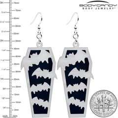 Glowing Bats Coffin Glow in the Dark Dangle Earrings by Onyx O