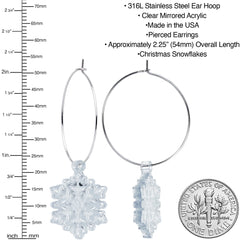Ice Clear Winter Snowflake Hoop Earrings