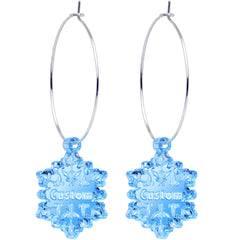 Custom Blue Winter Snowflake Personalized Hoop Earrings