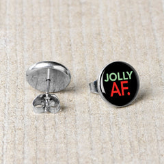 Jolly AF Festive Holiday Christmas Stud Earrings by Onyx O