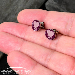 Pinkish Melting Heart Stud Earrings by Onyx O