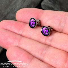 Crescent Moon Heart Stud Earrings by Onyx O