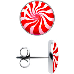 Holiday Peppermint Candy Stud Earrings