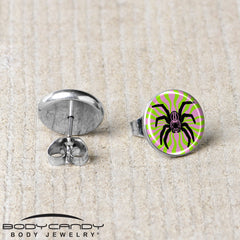 Psychedelic Spider Stud Earrings by Onyx O