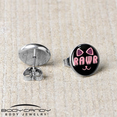 RAWR Kitty Cat Stud Earrings by Onyx O