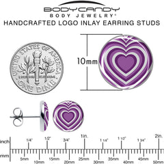 Purple Retro Heart Stud Earrings by Onyx O