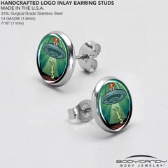 Reverse Alien UFO Abduction Stud Earrings by Onyx O