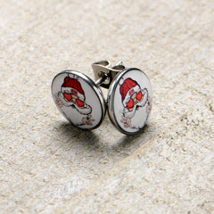 Christmas Peace Love Santa Stud Earrings by Onyx O