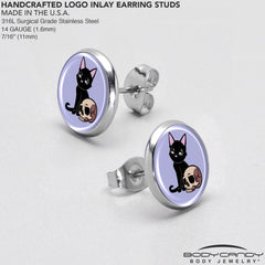 Skull Cat Stud Earrings by Onyx O