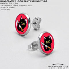 Stabby Cat Stud Earrings by Onyx O