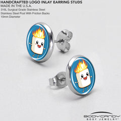 Burning Marshmallow Stud Earrings by Onyx O