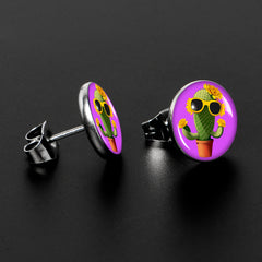 Sunflower Cactus Stud Earrings by Onyx O